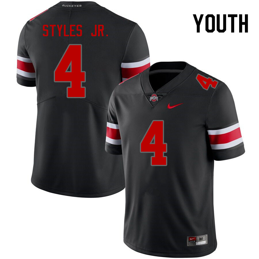 Youth #4 Lorenzo Styles Jr. Ohio State Buckeyes College Football Jerseys Stitched Sale-Blackout